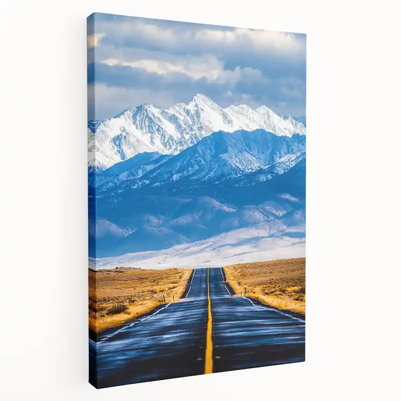 Express Delivery Mountain Road Wall Art - Snow-Capped Peaks and Open Highway