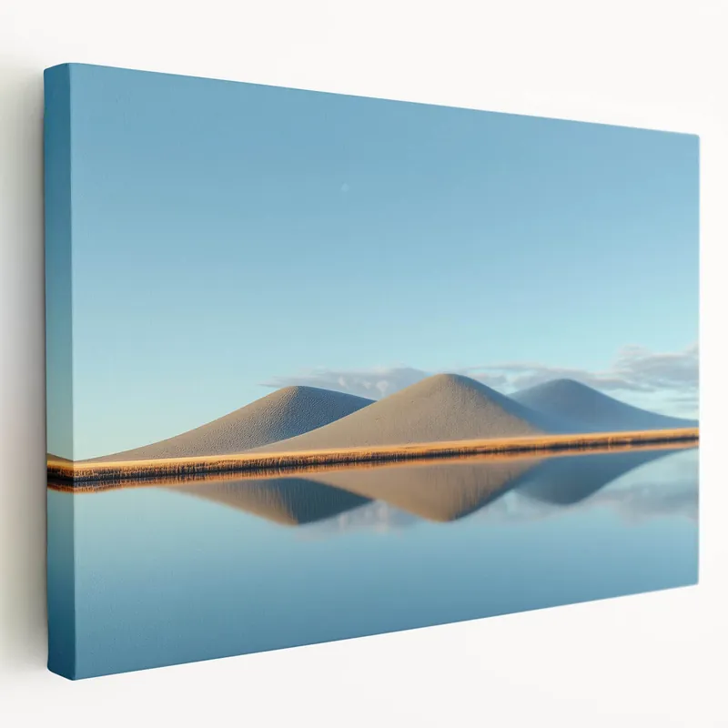 Tranquil Hills Reflected in Water – Serene Fields Art Print Shop Now