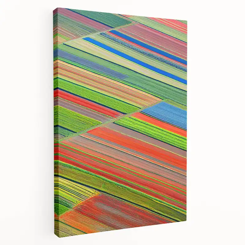 Fields Panorama Wall Decor - Multicolor Striped Landscape Art Best Seller