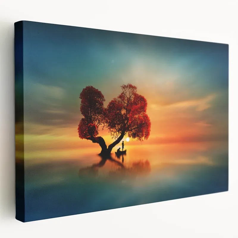 Best Choice Scenic Fields Framed Art - Vibrant Sunset Landscape Wall Decor