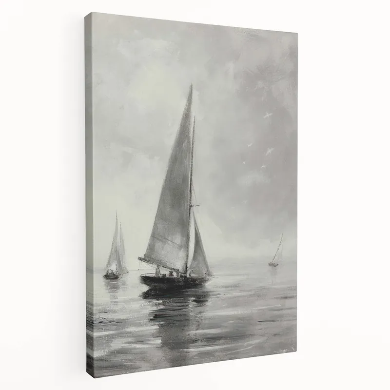 Last Chance Monochrome Sailing Landscape - Canvas Prints with Elegant Charm
