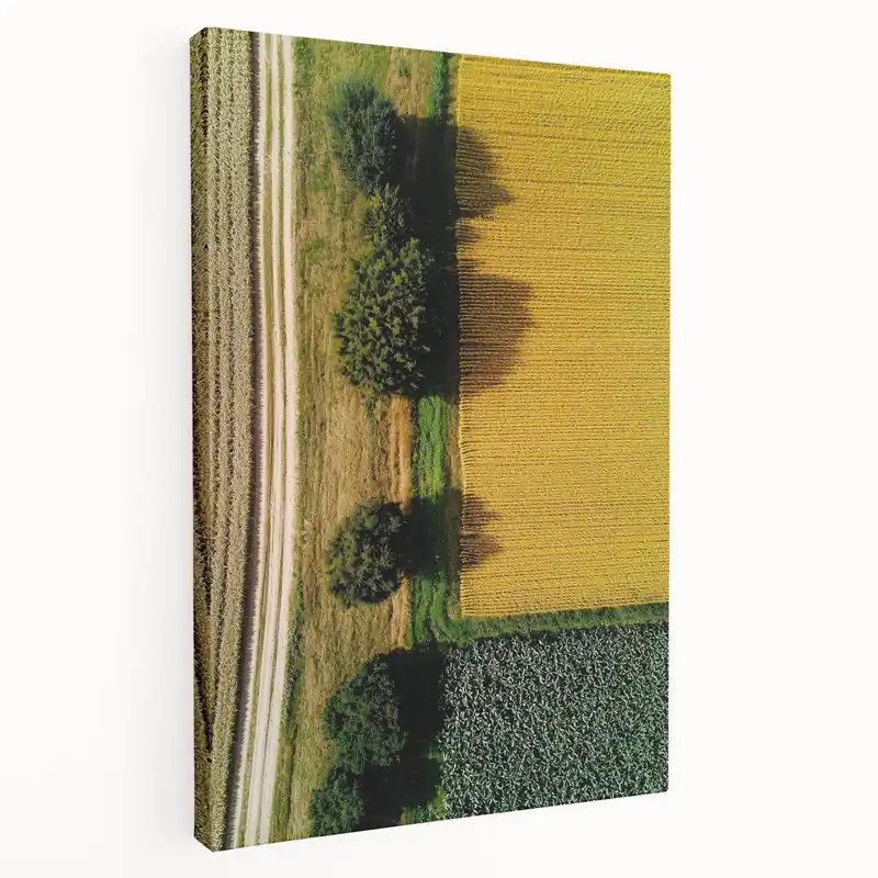 Golden Fields Aerial View Wall Art – Rustic Countryside Landscape Print Flash Sale