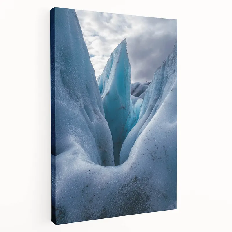 Save Now Glacial Cliffs Canvas Art – Icy Blue Crevasse in Arctic Landscape