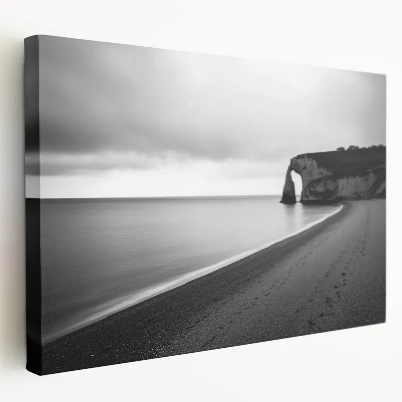 Cliffs Canvas Art - Black and White Coastal Landscape Wall Art Exclusive