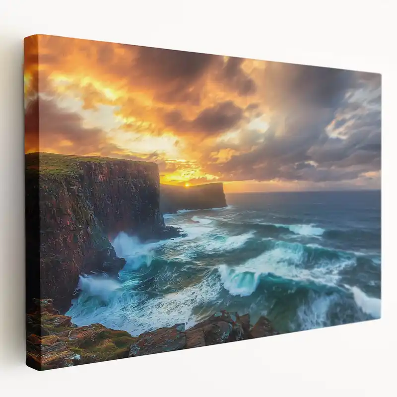 Cliffs Wall Art - Fiery Sunset Over Majestic Ocean Cliffs Limited Edition