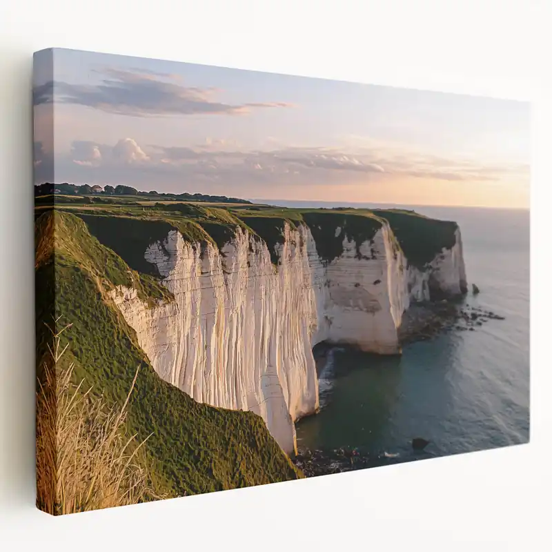 Cliffs Canvas Art - Sunset Over Dramatic White Cliffs Price Drop