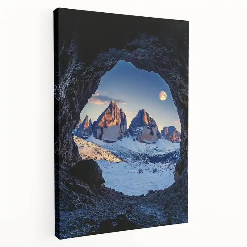 Moonlit Mountain View - Scenic Cave Wall Art for Modern Interiors New Release
