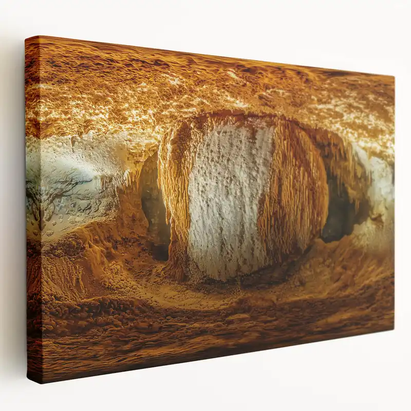 Luxury Golden Stalactite Chamber - Scenic Cave Wall Art for Unique Decor