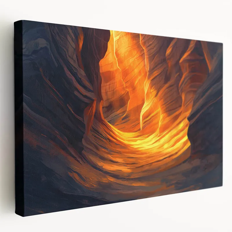 Landscape Cave Art Prints with Fiery Glow - Cave Wall Art Price Drop