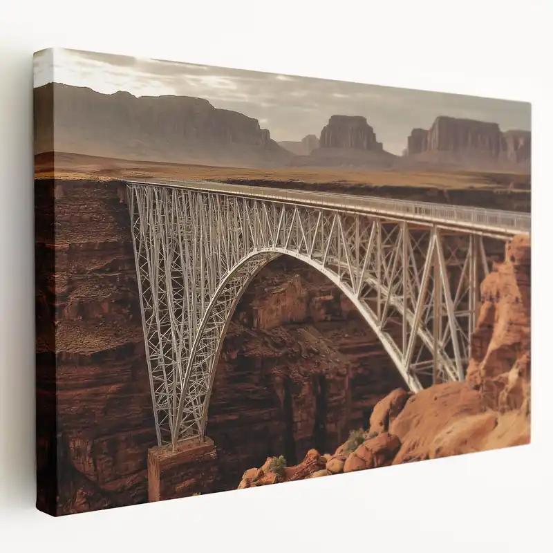 Landscape Bridge Wall Art - Scenic Canyon View Canvas Print Limited Edition