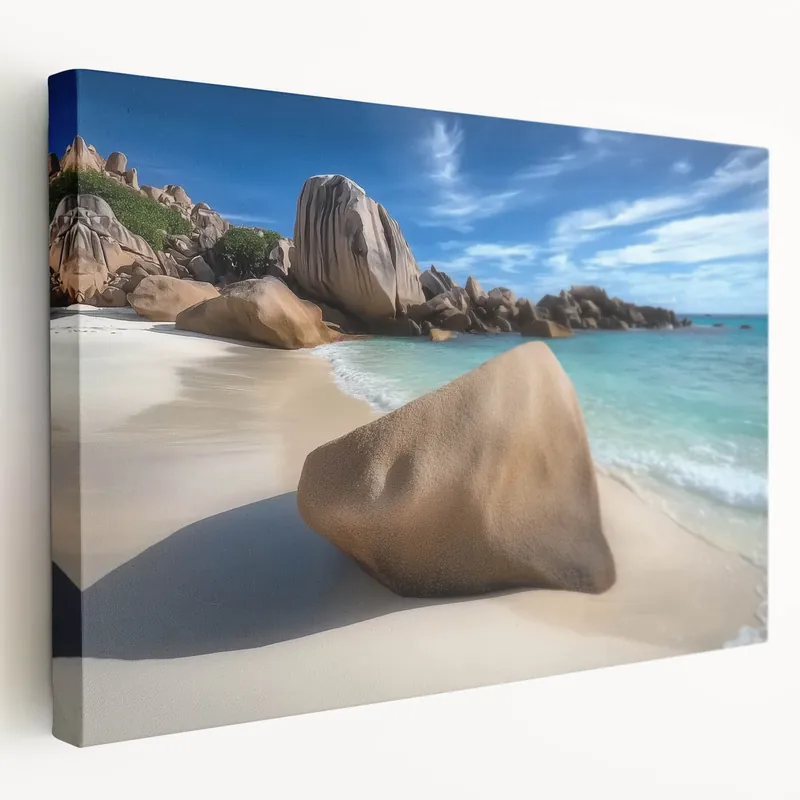 Tropical Rock Beach Wall Art - Serene Ocean Scene with Turquoise Waters Save Now