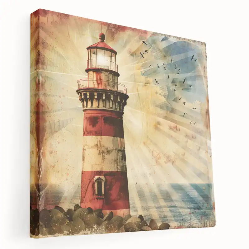 Serene Vintage Lighthouse Canvas - Nautical Coastal Wall Art Decor Same Day Shipping