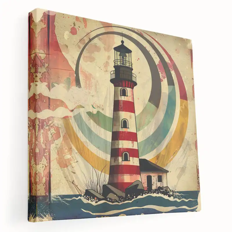 Top Pick Bold Nautical Lighthouse Art Print - Vintage Coastal Wall Decor Canvas