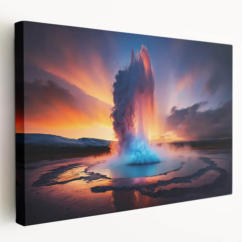 Express Delivery Fiery Geyser Photography Art - Captivating Natural Geyser Canvas Print
