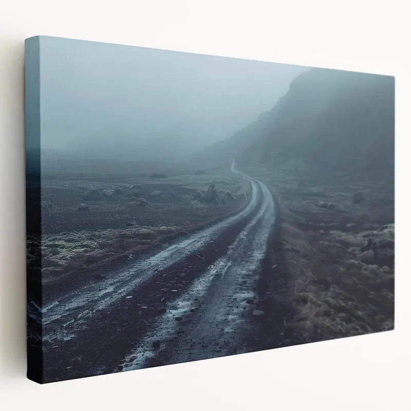 Misty Mountain Road Landscape Wall Art - Serene Pathway Journey Print Save Now