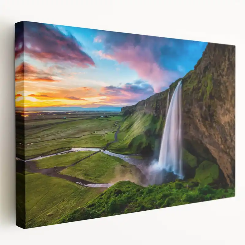 Professional Grade Vibrant Waterfall Canvas - Majestic Nature Scene Wall Art for Home Decor