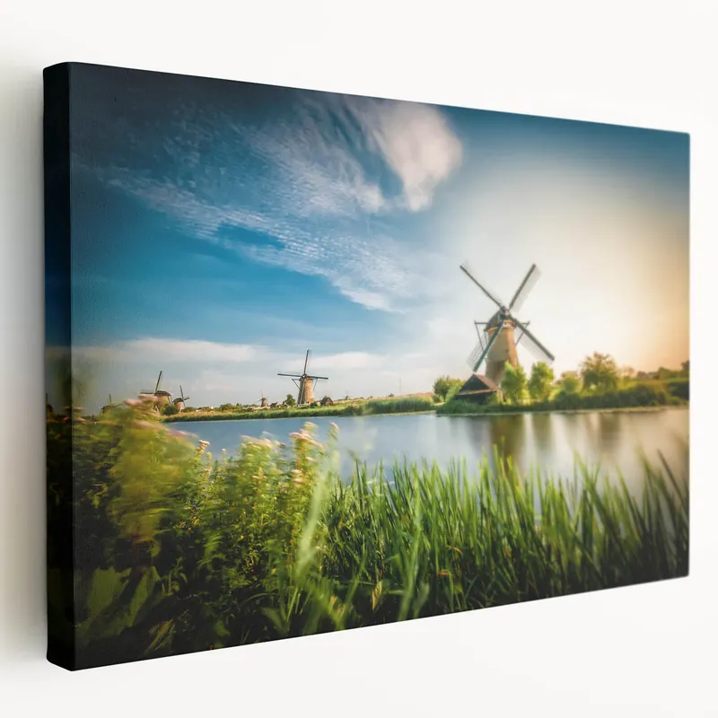 Tranquil Windmill Wall Art - Scenic Windmill Canvas Print Decor Cheap