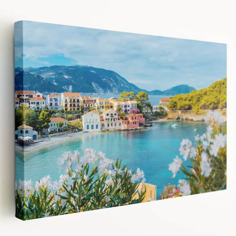 Idyllic Seaside Village - Vibrant Coastal Landscape Wall Art Grab Now