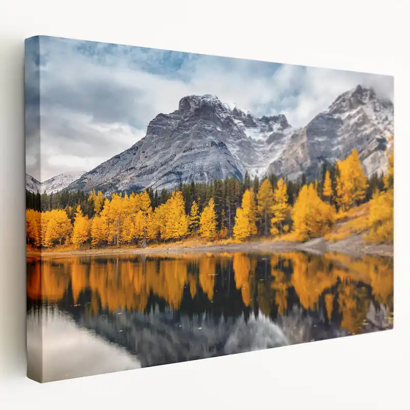 Hot Deal Golden Autumn Mountain Art - Stunning Mountain Landscape Wall Decor