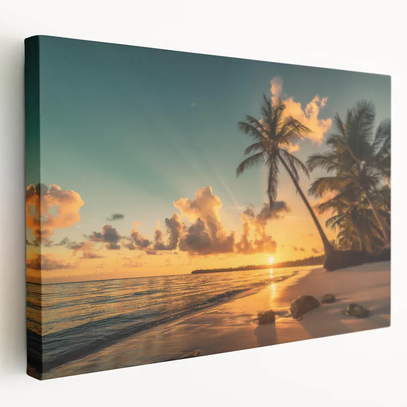 Tropical Sunset Beach Canvas Art - Serene Coastal Wall Decor Exclusive