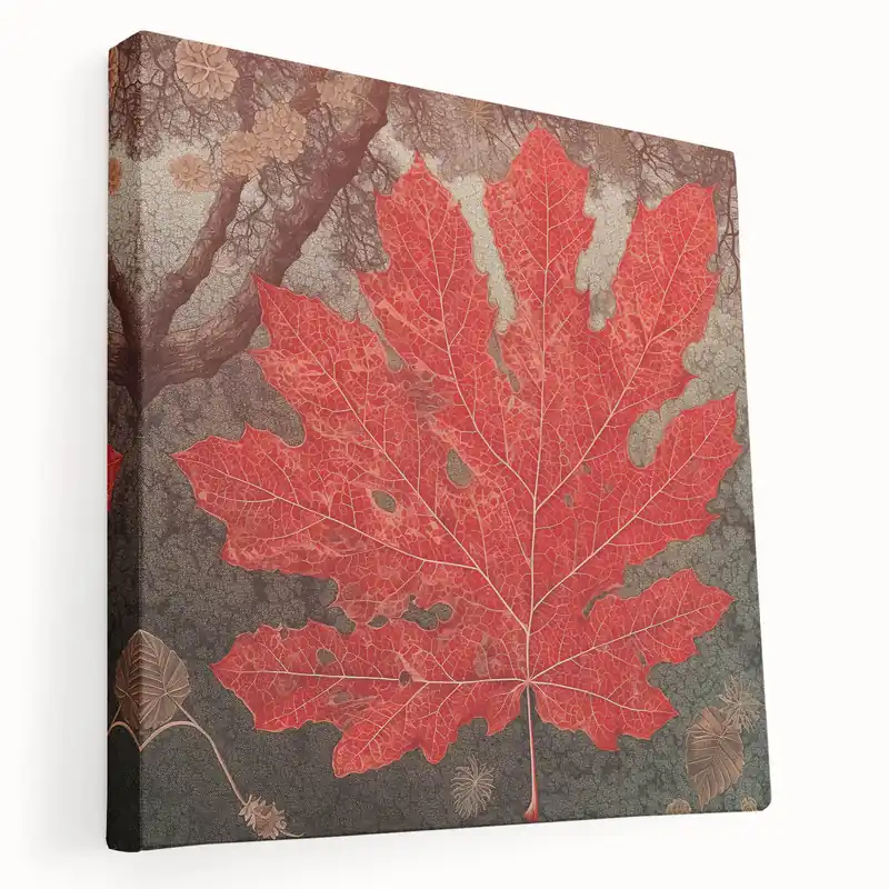 Fiery Red Maple Leaf Art - Autumn-Inspired Botanical Wall Decor Print Clearance