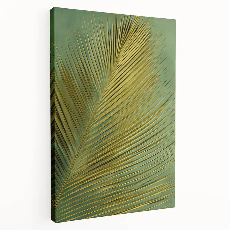 Golden Palm Leaf Art - Tropical Elegance Botanical Wall Decor Print Price Cut