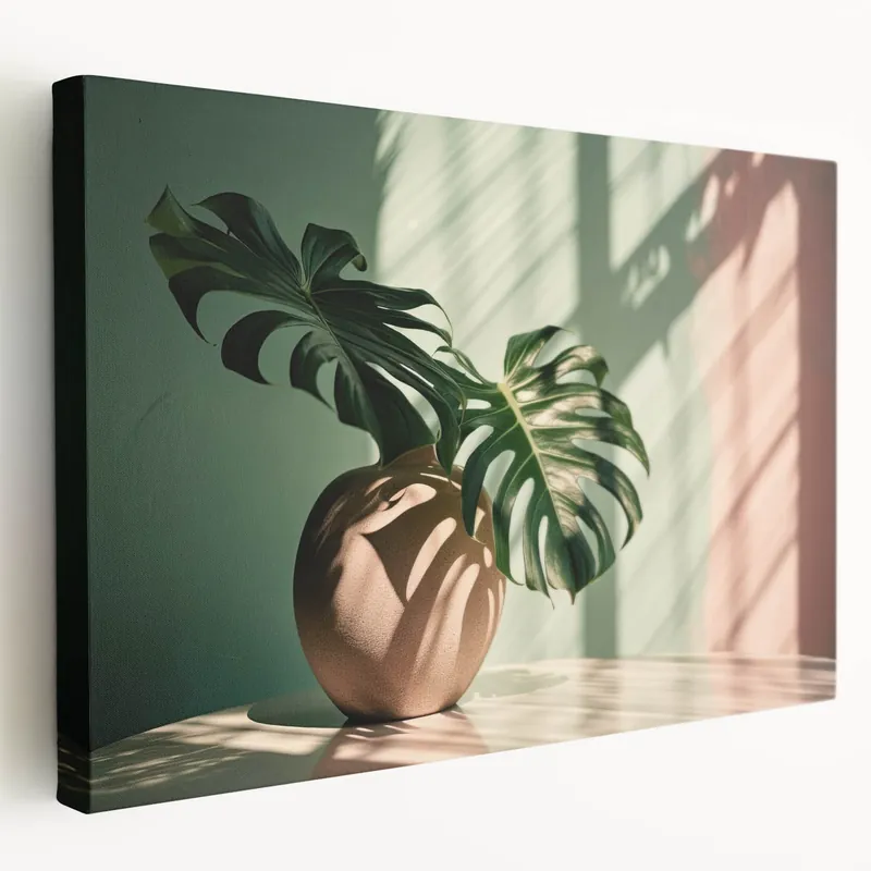 Monstera in Vase Wall Art - Minimalist Botanical Print for Modern Decor Free Shipping