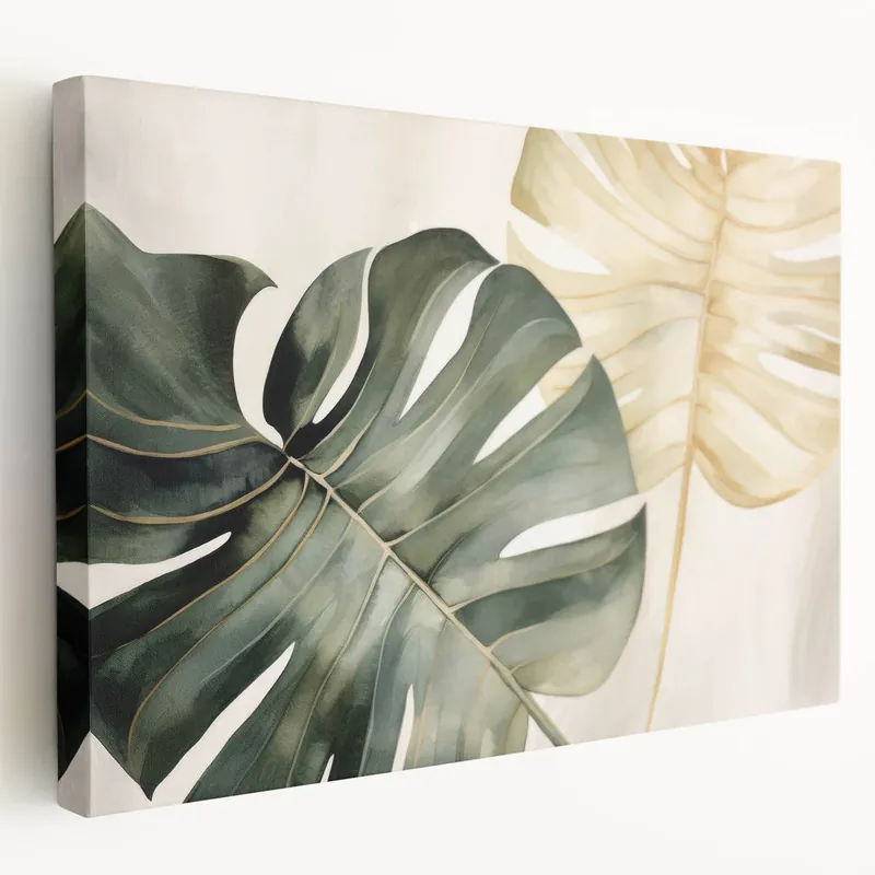 Hassle-Free Returns Pastel Monstera Leaf Botanical Wall Art - Tropical Minimalist Decor