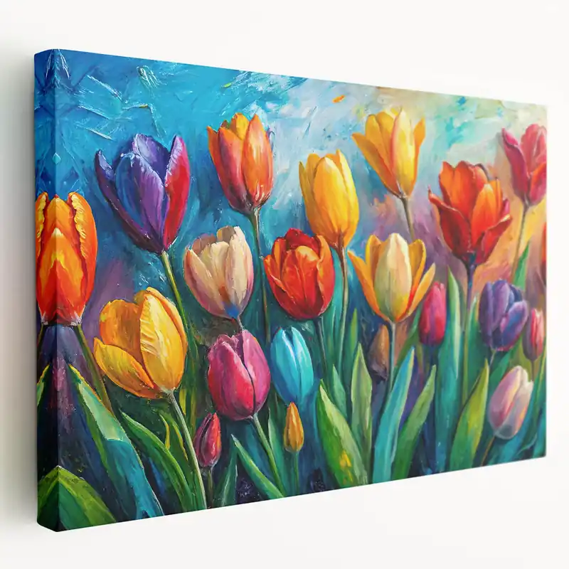 Get Yours Vibrant Multicolor Tulip Wall Art – Abstract Tulip Canvas for Home Decor