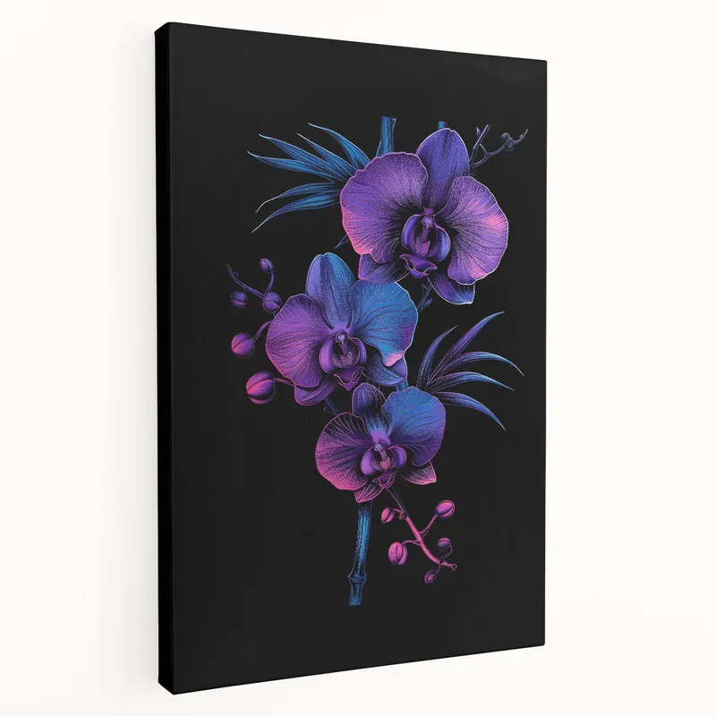 Trusted Brand Vibrant Neon Orchid Wall Art - Modern Botanical Canvas Print Decor