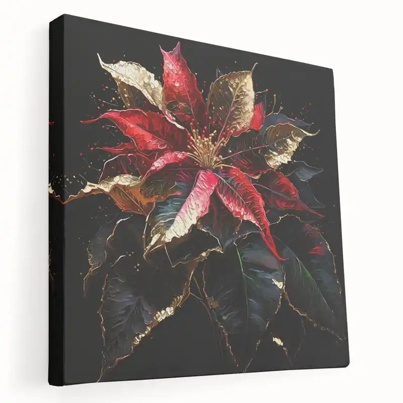 Limited Offer Vibrant Red Poinsettia Wall Art - Botanical Flower Canvas for Holiday Decor