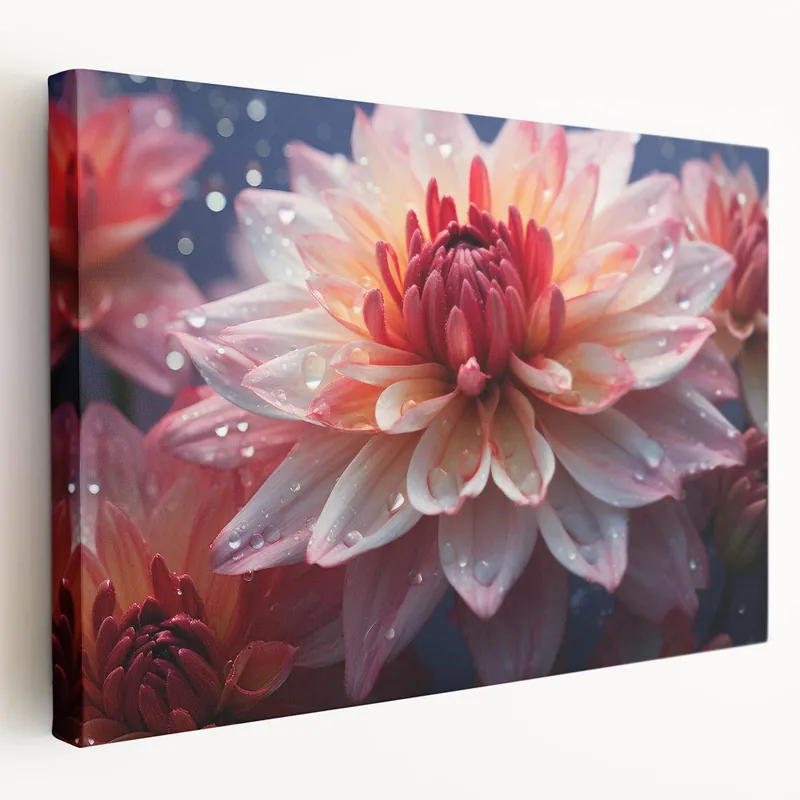 Budget Blush Pink Dahlia Floral Art | Botanical Flower Canvas Print for Decor