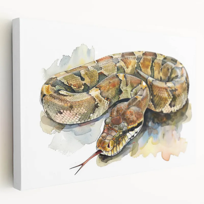 Earthy Tones Snake Watercolor Wall Art - Serpent Canvas Print Decor Place Order
