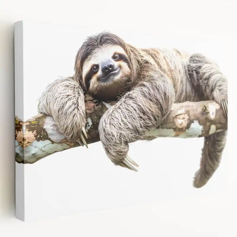 Relaxed Sloth Art Print - Nature-Inspired Jungle Wall Decor Canvas Luxury