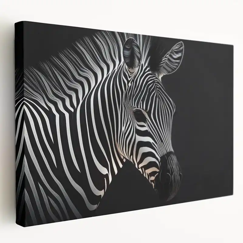 Trending Contemporary Zebra Wall Art - Striking Black and White Canvas Print