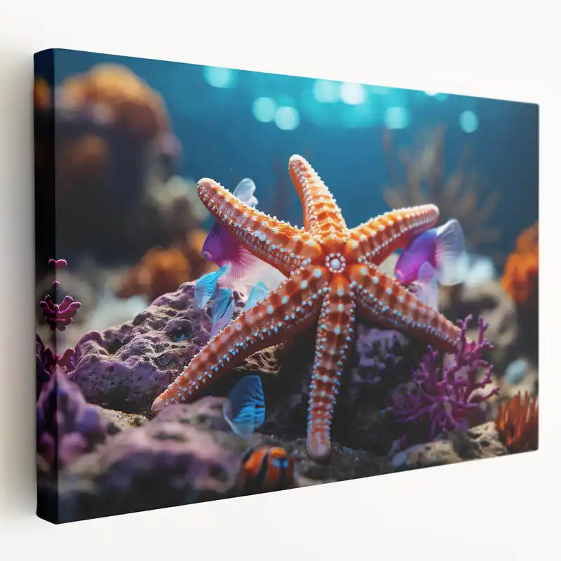 Fresh Stock Vibrant Orange Starfish Wall Art - Lively Coral Reef Marine Decor