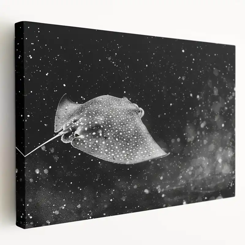 Modern Mystical Ray Wall Art - Stunning Black & White Marine Life Print