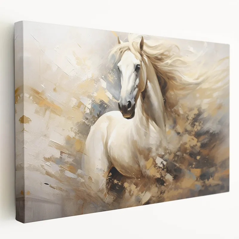 Don’t Miss Out Dynamic White Horse Wall Art - Vibrant Equestrian Canvas Print Decor