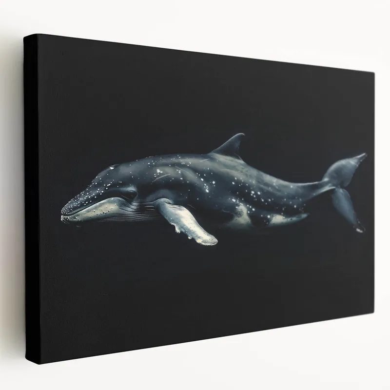 Crafted Majestic Dolphin Wall Art - Dark Underwater Marine Life Canvas Print