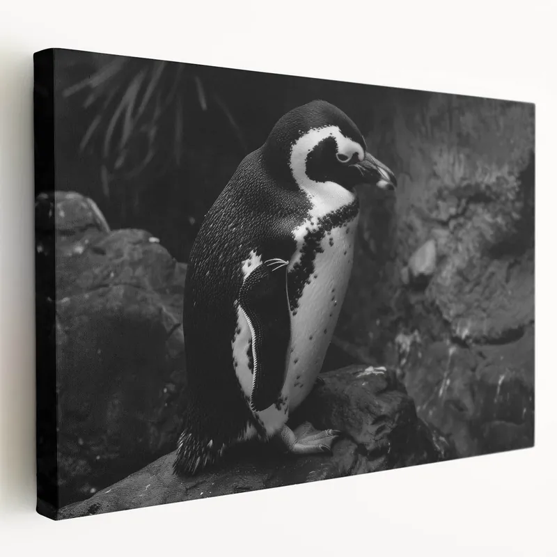 Penguin Wall Art - Black & White Wildlife Photography Canvas Print Markdown