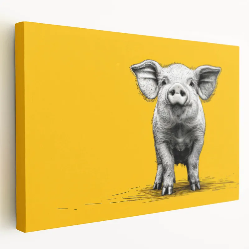 Bright Pig Wall Art - Bold Pig Canvas Print Modern Farmhouse Decor Original