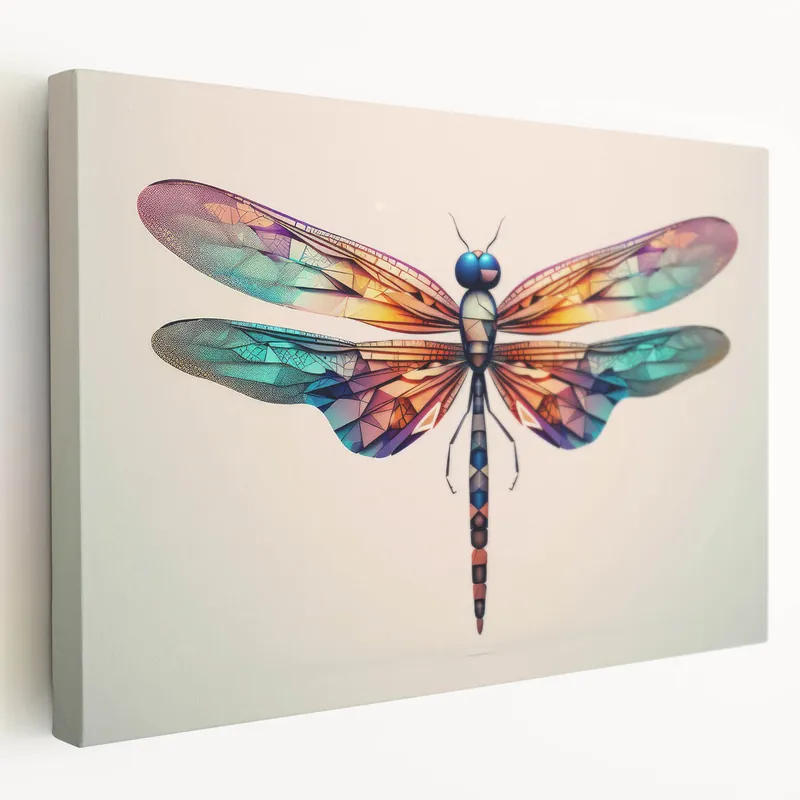 Viral Dragonfly Wall Art - Vibrant Geometric Design - Dragonfly Canvas Print