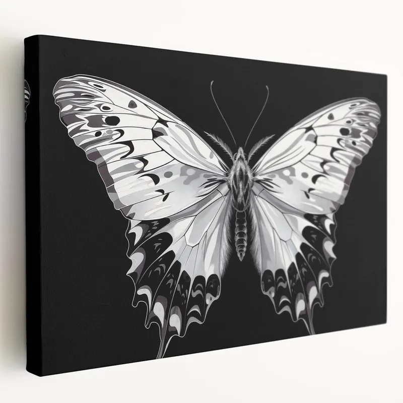 Elegant Monochrome Butterfly Wall Art - Black & White Nature Decor Limited Edition