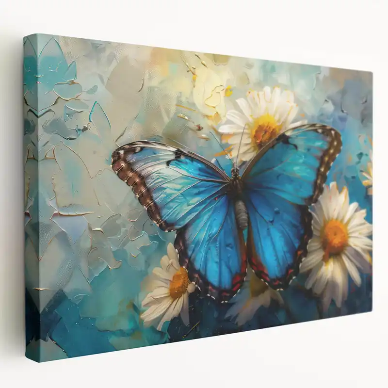 Blue Butterfly Wall Art - Vibrant Floral Nature Decor for Home Best Choice