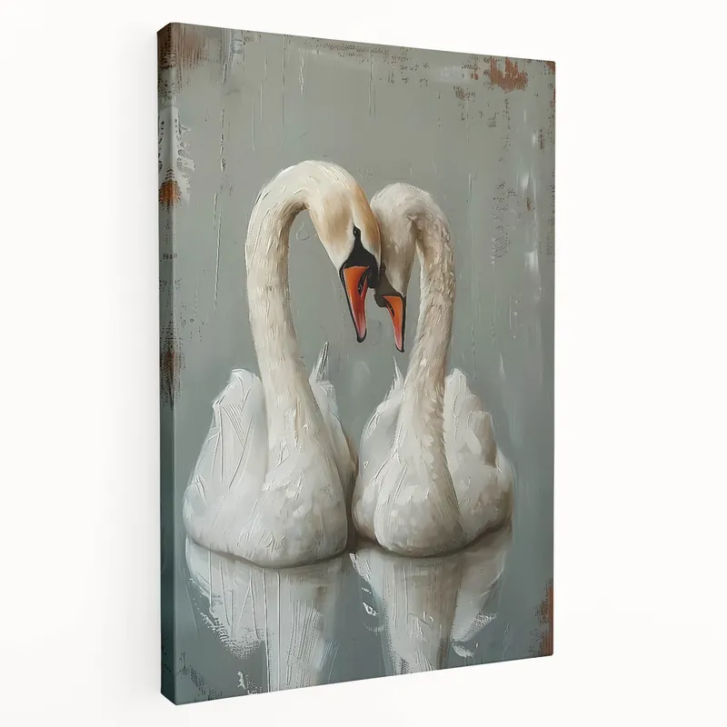 Romantic Swan Wall Art - Loving Swan Canvas Decor Print Fresh Stock