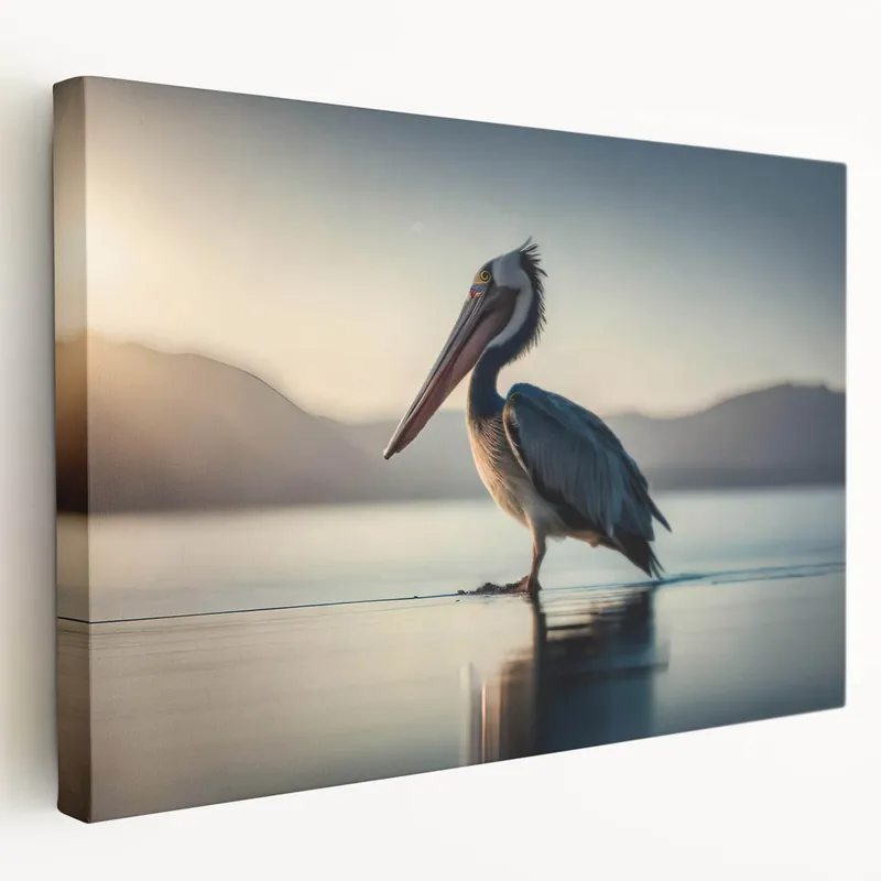 Serene Coastal Pelican Art - Elegant Pelican Wall Decor for Tranquil Spaces Genuine