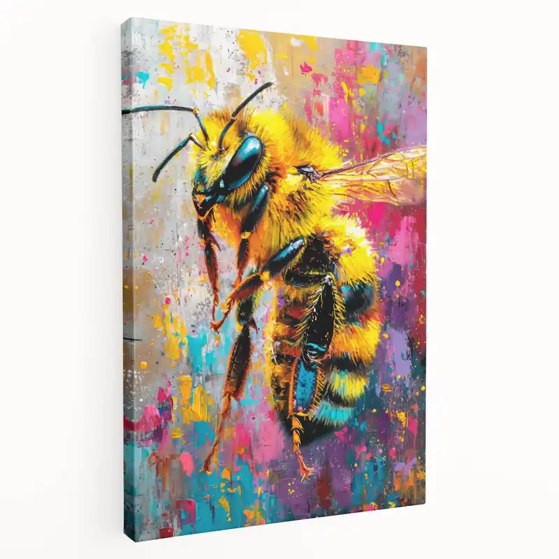 Get Yours Vivid Bumblebee Wall Art - Colorful Abstract Canvas Print for Modern Decor