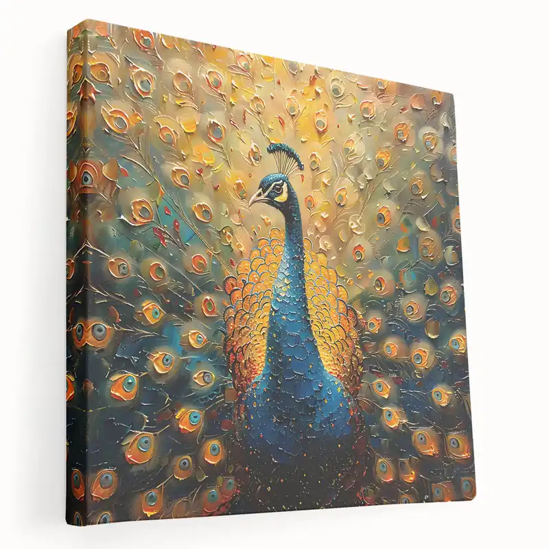 Save Now Vibrant Peacock Wall Art in Blue and Gold - Stunning Peacock Decor