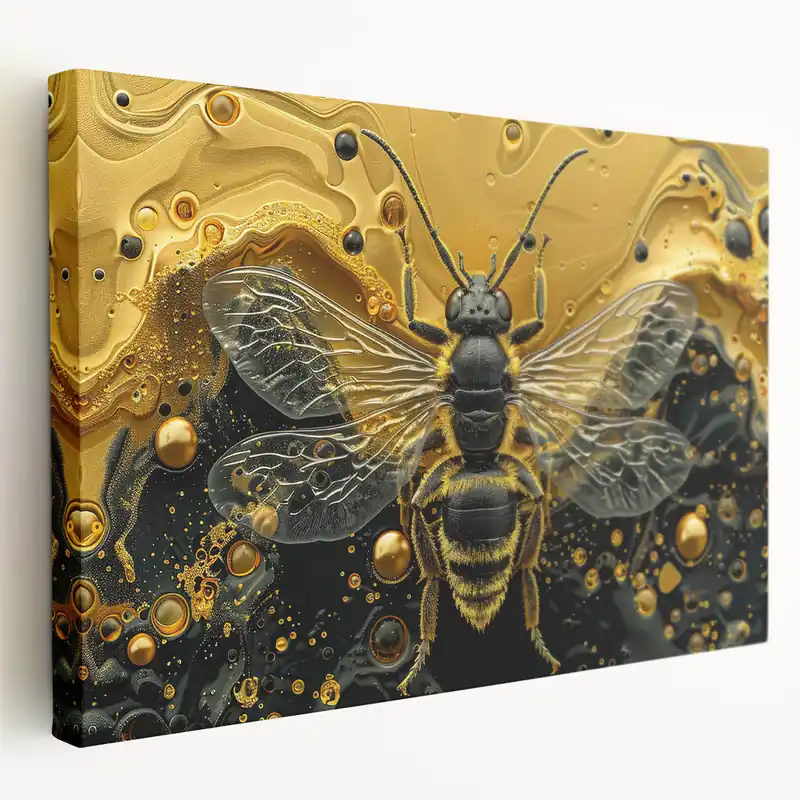 Bee Wall Decor - Luxurious Gold and Black Bee Art for Elegant Spaces No Minimum Order