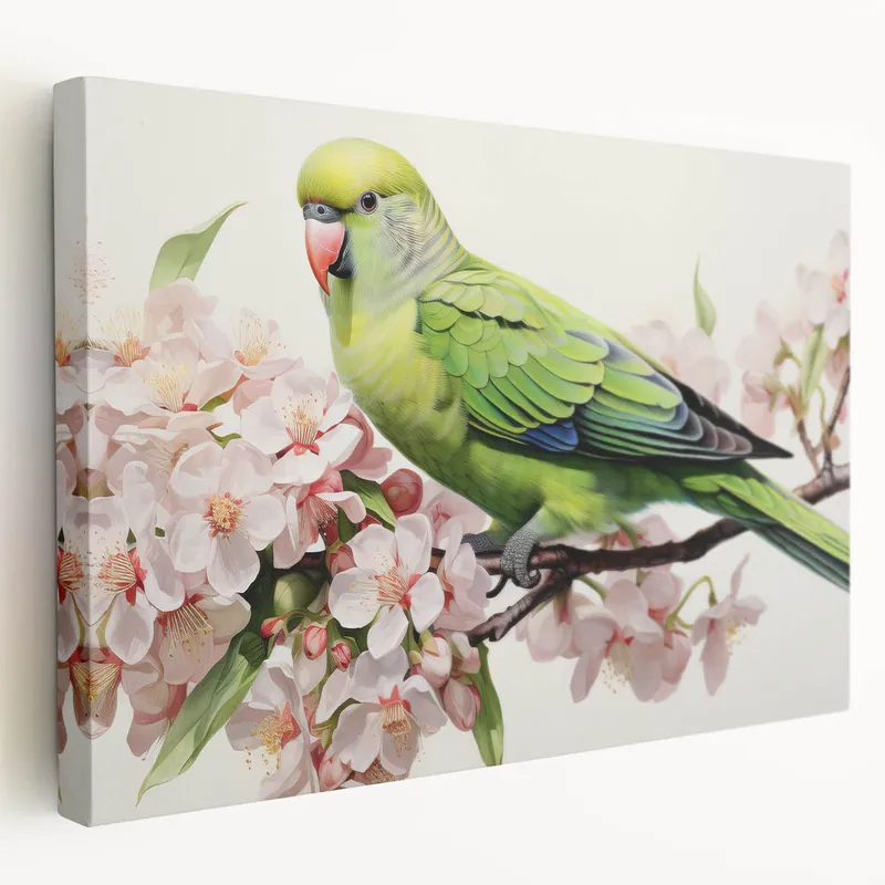 Cherry Blossom Parrot Wall Art – Elegant Floral Parrot Decor Mega Sale